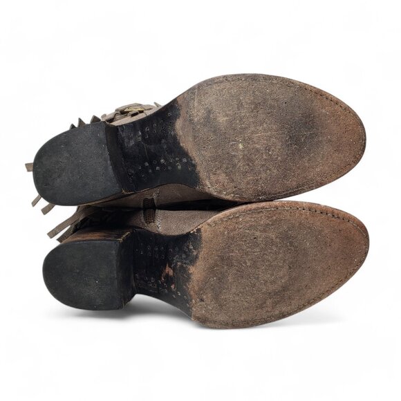 Freebird Belle Ankle Booties Women's Distressed Suede Tier Fringe Western Boho 6 - Picture 7 of 15